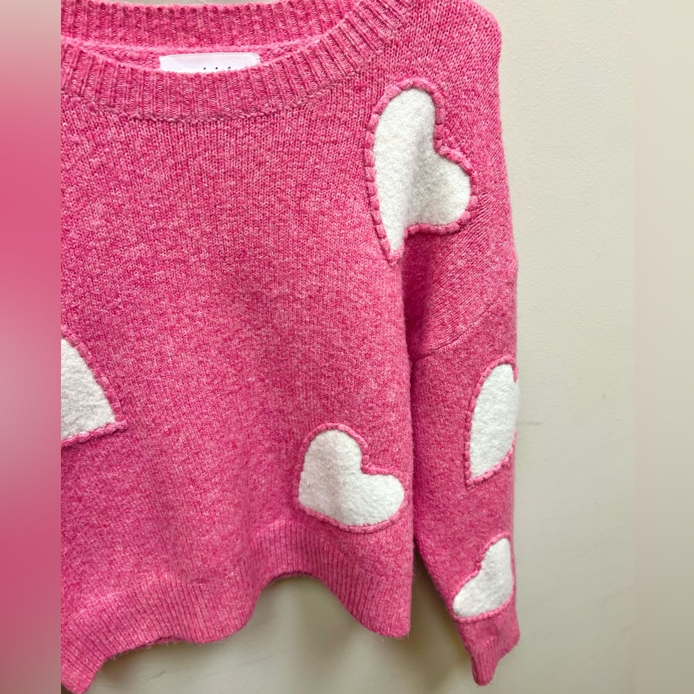 Threaded Leaf Asymmetrical Heart Patch Crewneck P… - image 2